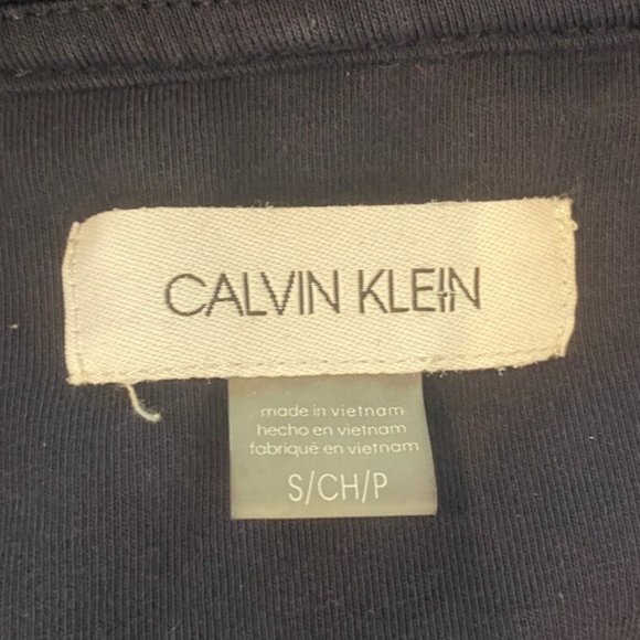 Calvin Klein Short Sleeve Hoodie Navy Blue Cotton Knit Logo T-Shirt Dress Size S - Picture 5 of 6